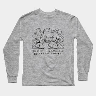 Easily distracted by cats and coffee Long Sleeve T-Shirt